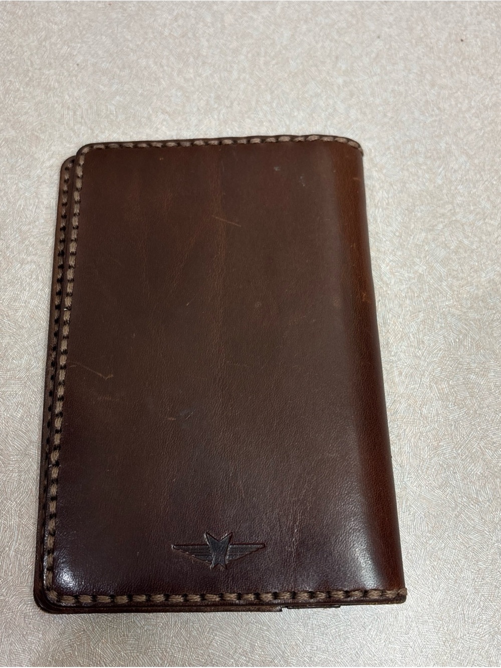 Satchel And Page Expat Wallet Card Documents Holder Vegan Leather Brown Bifold